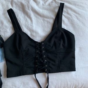 Black tie up crop top